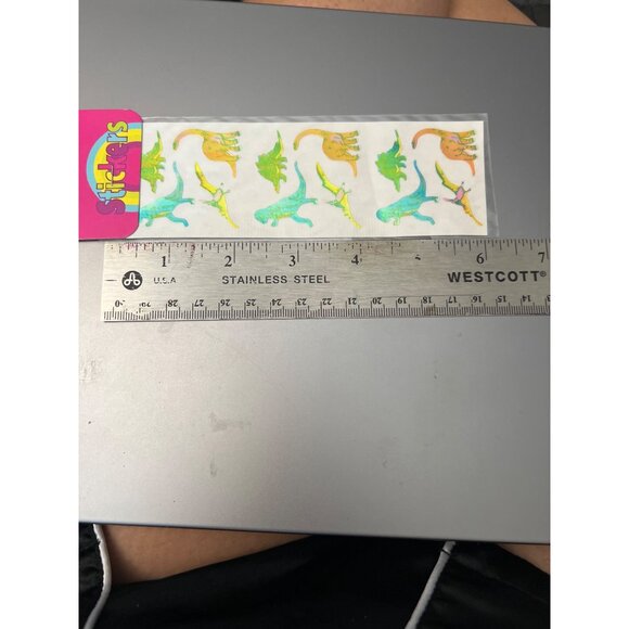 Vintage Stuck on You Dinosaur Holographic Stickers 6" Sheet NEW NOS - Picture 5 of 5
